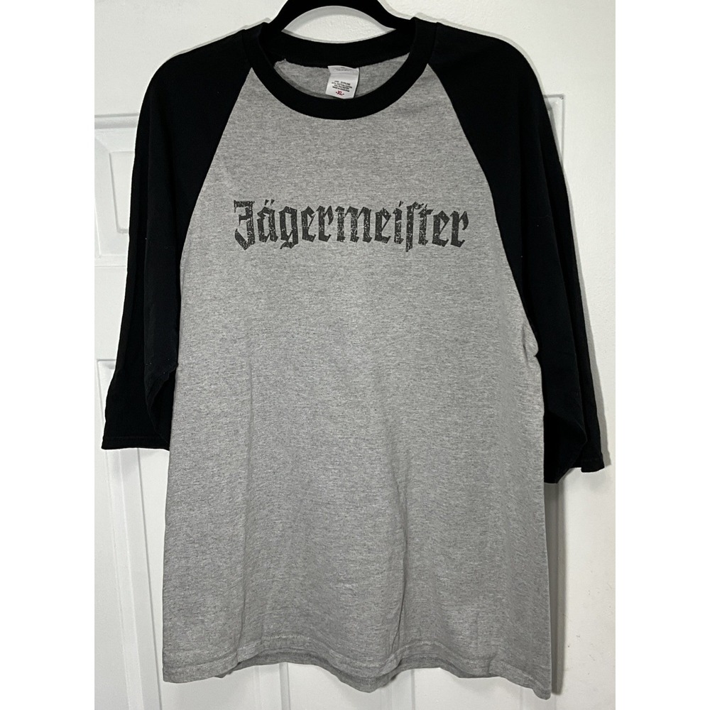 Jagermeister Western Germany 3/4 Sleeve Pre Shrunk Grey/Black Shirt Men's XL